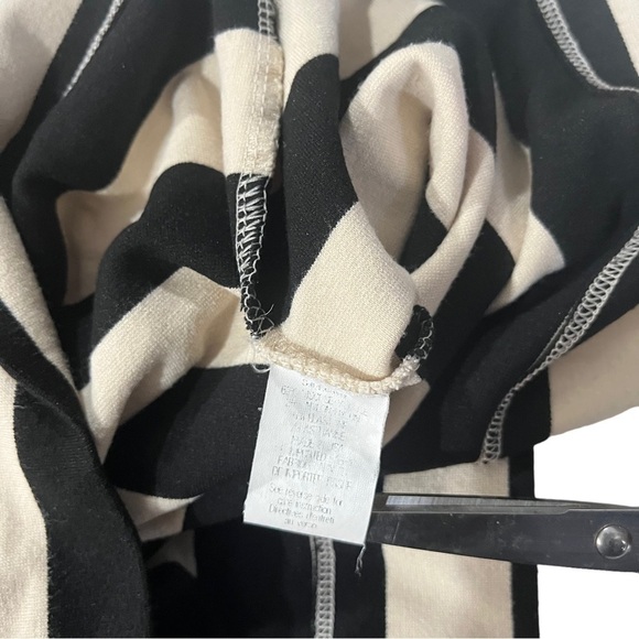 Theory Women Cream & Black Striped Long Sleeve Round Neck Mini Shift Dress Sz M - Picture 13 of 15